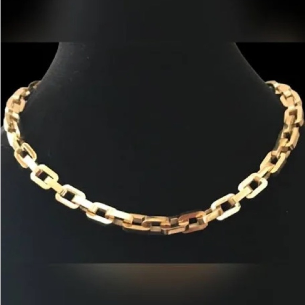 12K GOLD Luxury Runway Thick Chain EDDIE BORGO Necklace Supra Link $425 NEW +bag